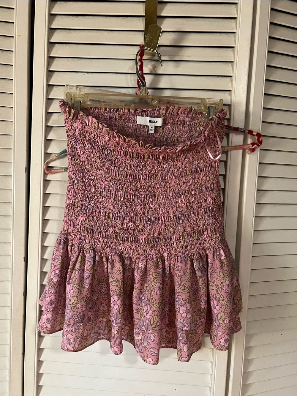 Likely Pink Floral Smocked Skater Skirt